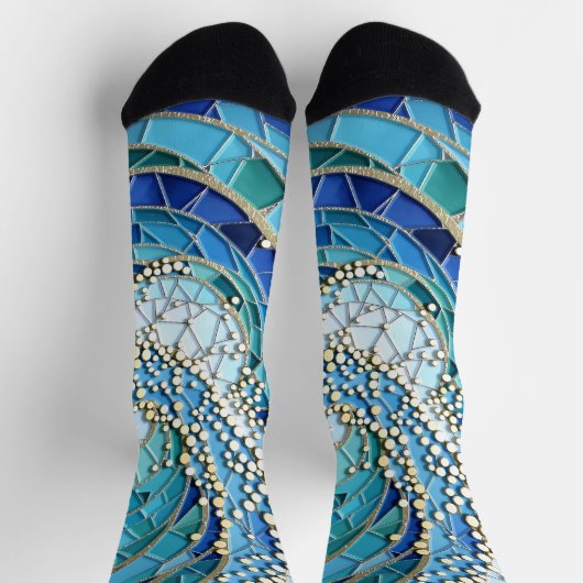 Sea of Waves Mosaic Art ソックス (上部)