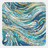 Sea of Waves Teal Mosaic Fine Art スクエアシール (正面)