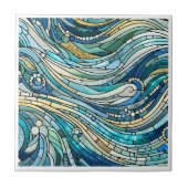 Sea of Waves Teal Mosaic Fine Art タイル (正面)