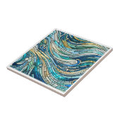 Sea of Waves Teal Mosaic Fine Art タイル (側面)