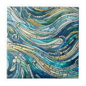 Sea of Waves Teal Mosaic Fine Art タイル (正面)
