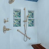 Sea of Waves Teal Mosaic Fine Art タイル