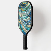 Sea of Waves Teal Mosaic Fine Art ピックルボールラケット (左)