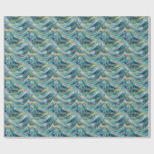 Sea of Waves Teal Mosaic Fine Art ラッピングペーパー (フラット)