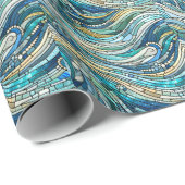 Sea of Waves Teal Mosaic Fine Art ラッピングペーパー (ロールコーナー)