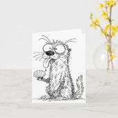 Sea Otter Abstract Art Rtrait Drawing Whimsical Fu カード (黄色い花)