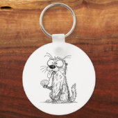 Sea Otter Abstract Art Rtrait Drawing Whimsical Fu キーホルダー (正面)