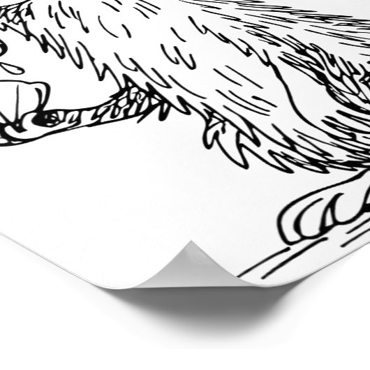 Sea Otter Abstract Art Rtrait Drawing Whimsical Fu ポスター (角)