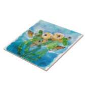Sea Otter Ceramic Tile/Trivet (6"正方形) タイル (側面)
