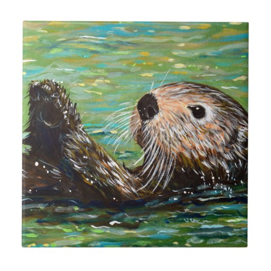Sea Otter Painting  タイル (正面)