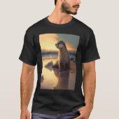 Sea Otter  Retro Sunset Cute Otter  3 Tシャツ (正面)