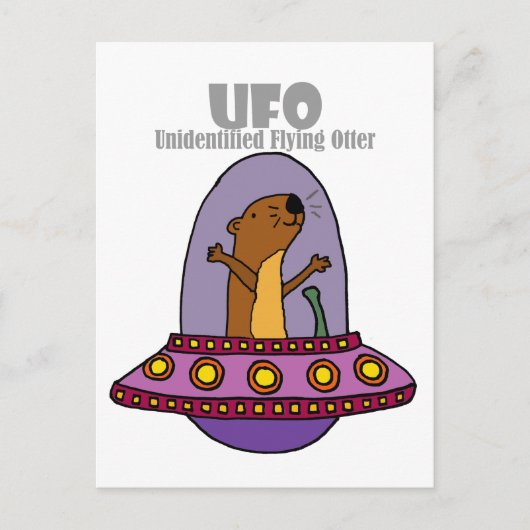 Sea Otter UFOおもしろい未確認の飛んでいるOtter ポストカード (正面)