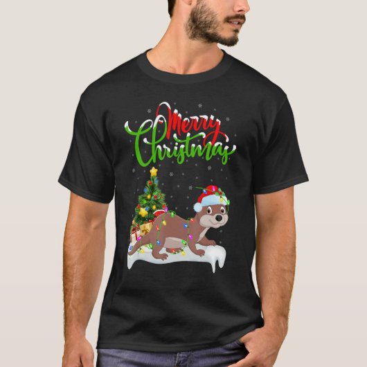 Sea Otter   Xmas Decorations Santa Sea Otter Chris Tシャツ (正面)