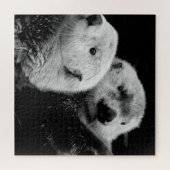 Sea Otters:白黒ペア。 ジグソーパズル (横)