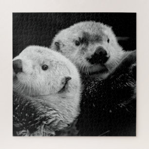 Sea Otters:白黒ペア。 ジグソーパズル