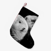 Sea Otters:白黒ペア。 スモールクリスマスストッキング (正面 (吊り時))