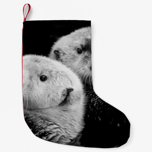 Sea Otters:白黒ペア。 スモールクリスマスストッキング (正面)