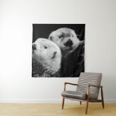 Sea Otters:白黒ペア。 タペストリー (インサイチュ)