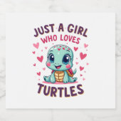 Sea Reptile Turtle Lovers Just A Girl Who Loves Tu スパークリングワインラベル (シングルラベル)