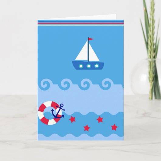 Sea Sailboat Greeting Card with place for you text カード (正面)