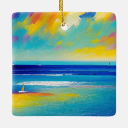 Sea Scape 10 「砂に突き刺さった」。 セラミックオーナメント (正面)