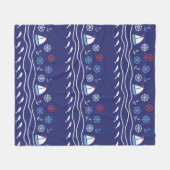 Sea seamless pattern. Vintage illustration. フリースブランケット (正面(横))