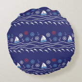 Sea seamless pattern. Vintage illustration. ラウンドクッション (裏面)