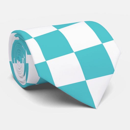 Sea Serpent Blue and White Checkerboard Pattern ネクタイ (ロール)