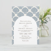 Sea Shell Beach Elegant Modern QR Code Wedding 招待状 (スタンド正面)