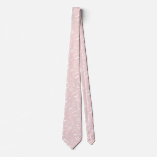 Sea Shell Pink ocean beach pattern ネクタイ (正面)