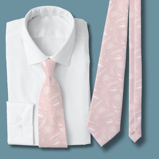 Sea Shell Pink ocean beach pattern ネクタイ