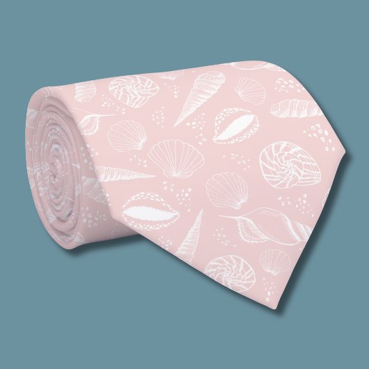 Sea Shell Pink ocean beach pattern ネクタイ