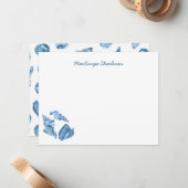 Sea Shell Watercolor Coastal Personalized ノートカード (正面/裏面インサイチュ)