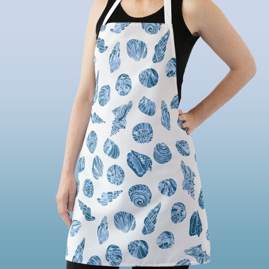 Sea Shell Watercolor Nautical Coastal Blue エプロン