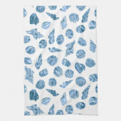 Sea Shell Watercolor Nautical Coastal Blue キッチンタオル (縦)