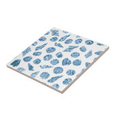 Sea Shell Watercolor Nautical Coastal Blue タイル (側面)