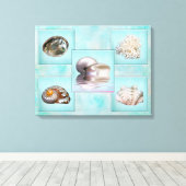 Sea Shells Canvas Print - 5画違う像 – アクア キャンバスプリント (インサイチュ (ウッドフロア))