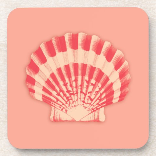 Sea shells - coral and peach コースター (正面)