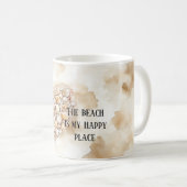 Sea Shells Heart Beach Happy Place コーヒーマグカップ (正面右)
