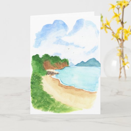 Sea Shore Beach  カード (黄色い花)