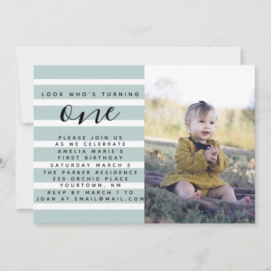 SEA STRIPES | 誕生日パーティー招待状の写真 セーブザデート (正面)