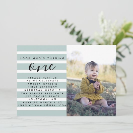 SEA STRIPES | 誕生日パーティー招待状の写真 セーブザデート (スタンド正面)