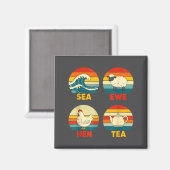 Sea Sunset Hen Quote Tea Ewe マグネット (正面/裏面)