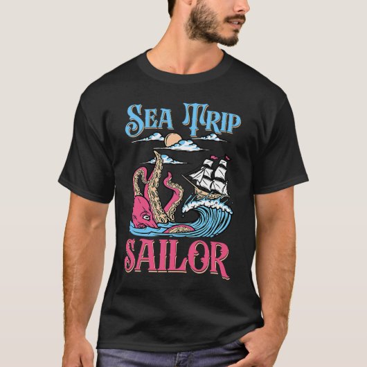 Sea Trip Sailor Sea Boat Navigation Sailing Tシャツ (正面)
