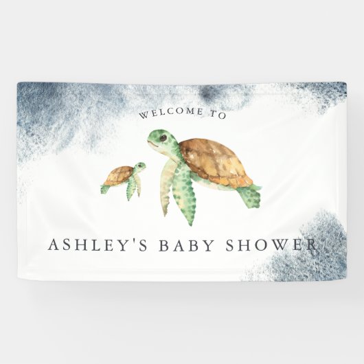 Sea Turtle | オーシャン ベイビーシャワー ウェルカムバナー 横断幕 (横)