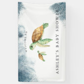 Sea Turtle | オーシャン ベイビーシャワー ウェルカムバナー 横断幕 (縦)