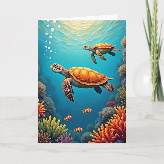 Sea Turtle 母の日アートカード カード (正面)