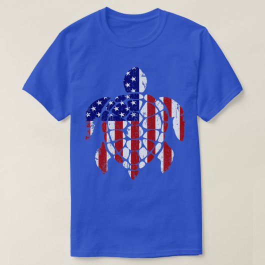 Sea Turtle 4th of July American Flag Tシャツ (デザイン正面)