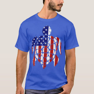 Sea Turtle 4th of July American Flag Tシャツ