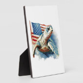 Sea Turtle American Flag フォトプラーク (側面)